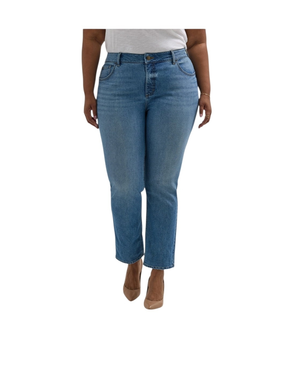 Lee Plus Size Straight-Leg Jeans in Medium Blue Size 20L